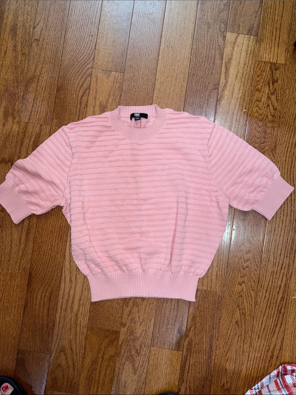 Frye Pink Short-Sleeve Crewneck Knit Sweater